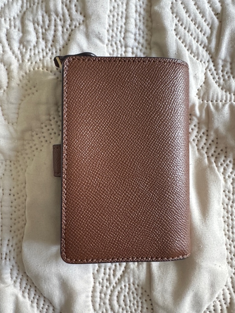 Coach Brown Leather Snap Card Wallet with Gold Logo - Picture 3 of 4